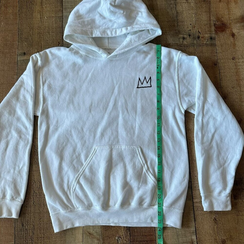 Jean-Michel Basquiat White Pullover Hoodie With Iconic Crown & Art Print S - Picture 3 of 6